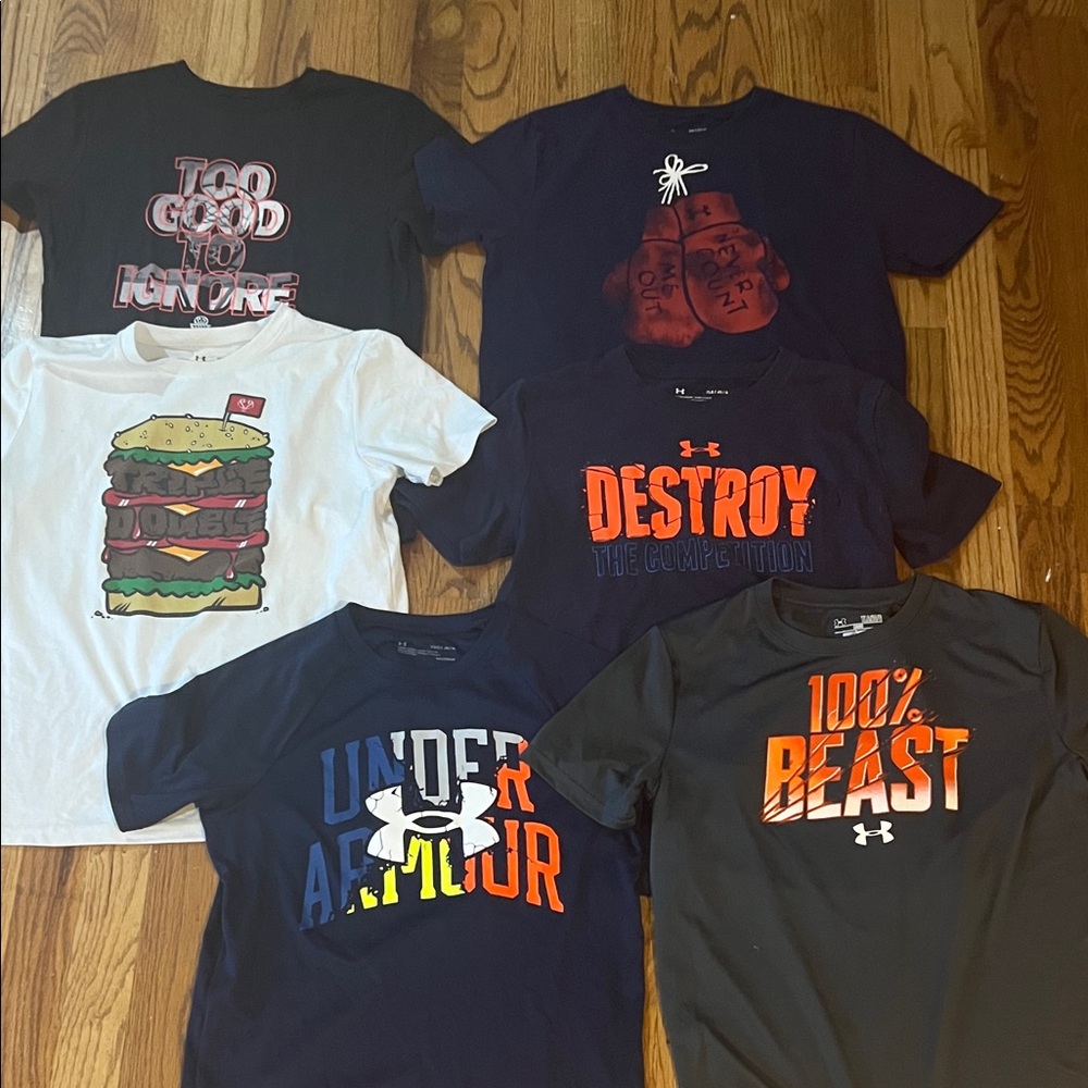 Under Armour Kids Tees - Black, White, Navy, Orange Accents vintage